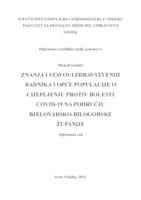 Znanja i stavovi zdravstvenih radnika i opće populacije o cijepljenju protiv bolesti COVID - 19 na području Bjelovarsko-bilogorske županije