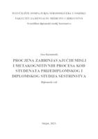 Procjena zabrinjavajućih misli i metakognitivnih procesa kod studenata prijediplomskog i diplomskog studija sestrinstva