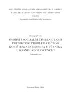 Osobni i socijalni čimbenici kao prediktori problematičnog korištenja interneta u učenika u kasnoj adolescenciji