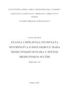 Znanja i mišljenja studenata sestrinstva o djelokrugu rada medicinskih sestara u hitnoj medicinskoj službi