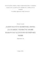 Zadovoljstvo korisnika Doma za starije i nemoćne osobe Đakovo kvalitetom sestrinske skrbi