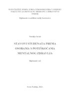 Stavovi studenata prema osobama s poteškoćama mentalnog zdravlja