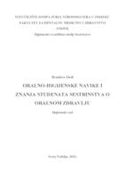 Oralno-higijenske navike i znanje studenata sestrinstva o oralnom zdravlju