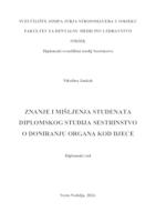 Znanje i mišljenja studenata diplomskog studija Sestrinstvo o doniranju organa kod djece