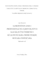 Samopoštovanje i profesionalno zadovoljstvo kao ključni čimbenici kvalitete rada medicinskih sestara/tehničara