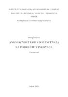 prikaz prve stranice dokumenta Anksioznost kod adolescenata na području Vinkovaca