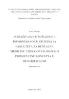 prikaz prve stranice dokumenta Istraživanje o mišljenju i informiranosti studenata Fakulteta za dentalnu medicinu i zdravstvo Osijek o primjeni PNF koncepta u rehabilitaciji
