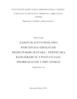 prikaz prve stranice dokumenta Zadovoljstvo poslom i percepcija edukacije medicinskih sestara/tehničara koji izrađuju i postavljaju imobilizacije u Hrvatskoj