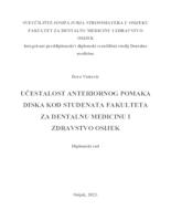prikaz prve stranice dokumenta Učestalost anteriornog pomaka diska kod studenata Fakulteta za dentalnu medicinu i zdravstvo Osijek