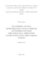 prikaz prve stranice dokumenta Izvanredna stanja, komunikacija i uloga vodećih javnozdravstvenih organizacija u trenutnoj COVID-19 situaciji u Hrvatskoj i svijetu