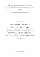 prikaz prve stranice dokumenta Povezanost stresa s kvalitetom života zdravstvenih djelatnika u Zavodu za hitnu medicinu Sisačko-moslavačke županije
