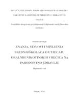 prikaz prve stranice dokumenta Znanja, stavovi i mišljenja srednjoškolaca o utjecaju oralnih nikotinskih vrećica na parodontno zdravlje