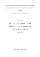 prikaz prve stranice dokumenta Znanje i informiranost roditelja o rutinskom cijepljenju djece