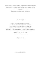 prikaz prve stranice dokumenta Mišljenje studenata setrinstva o čuvanju privatnosti bolesnika u doba digitalizacije