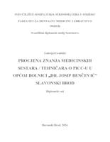 prikaz prve stranice dokumenta Procjena znanja medicinskih sestara/tehničara o PICC-u u Općoj bolnici Dr. Josip Benčević Slavonski Brod