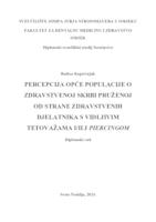 prikaz prve stranice dokumenta Percepcija opće populacije o zdravstvenoj skrbi pruženoj  od strane zdravstvenih djelatnika s vidljivim tetovažama i/ili piercingom