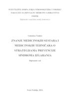 prikaz prve stranice dokumenta Znanje medicinskih sestara i medicinskih tehničara o strategijama prevencije sindroma izgaranja